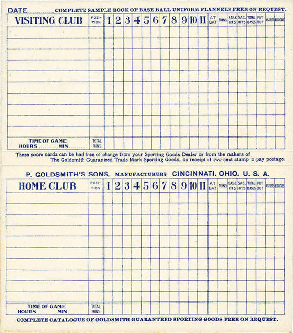 P. Goldsmith's Sons Score Card