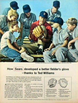 1962 Sears Ted Williams Baseball Glove Ad with Free Record