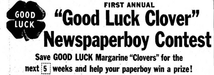 1955 Good Luck Clover Newspaperboy Contest