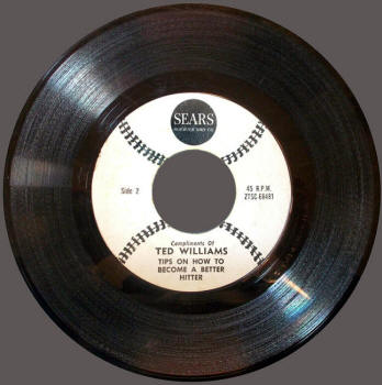 Ted Williams Sears 'Tips On How To Become A Better Hitter' Premium 45 RPM Record