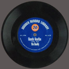  1966 Union 76 Oil Los Angeles Dodgers Records Sandy Koufax