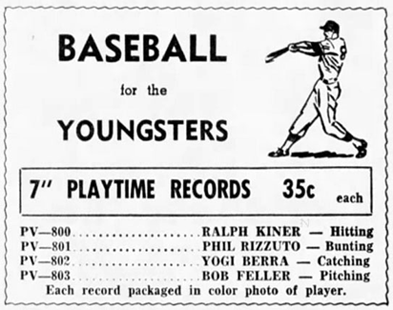 1952 Playtime Records Baseball Series 