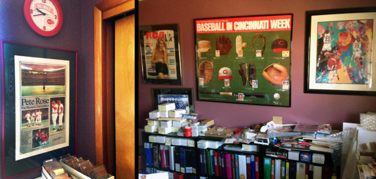 Baseball memorabilia collectibles display room