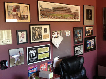 Baseball collectibles memorabilia display room