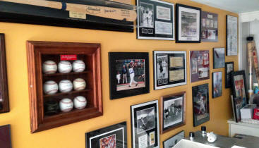 Cincinatti Reds baseball collectibles memorabilia display room