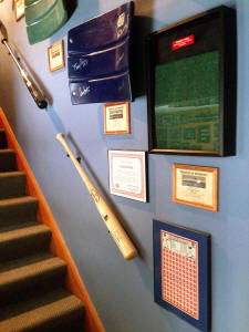 Baseball memorabilia collection display room