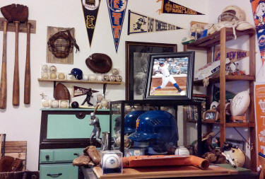Mets Collectibles baseball memorabilia display room