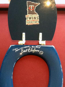 Minnesota Twins Signed Toilet Seat display