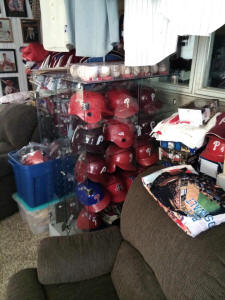 Phillies game used batting helmet collection