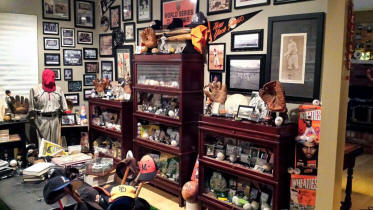 Vintage baseball memorabilia display room