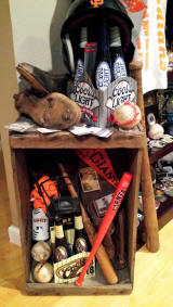 Vintage baseball memorabilia collection display