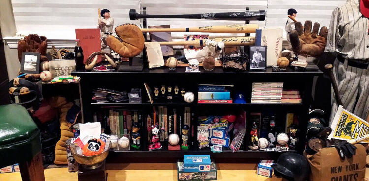 Vintage baseball collectiblles display room