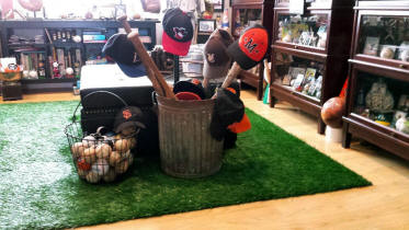 baseball collectibles display room