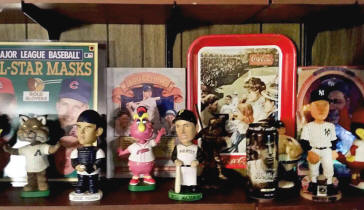 Baseball bobble head collectibles display room