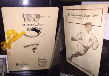 Ty Cob baseball programs collection display room