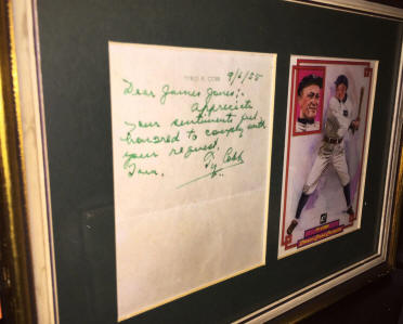 Ty Cobb Signed letter memorabilia collectibles display