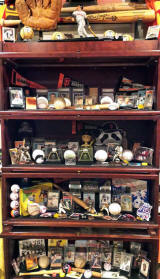 Vintage baseball memorabilia display case