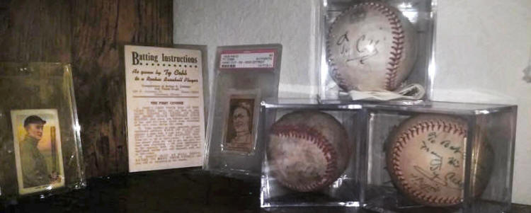 Ty Cobb Collectibles autographed baseballs memorabilia display