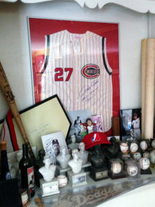 Reds Baseball collectibles display room