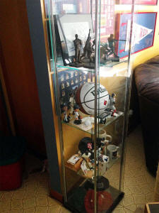Baseball collectibles memorabilia display room