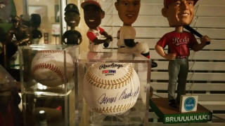 Reds baseball memorabilia collection display