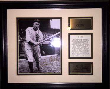 Ty Cobb Autogrphed photo cut signature display