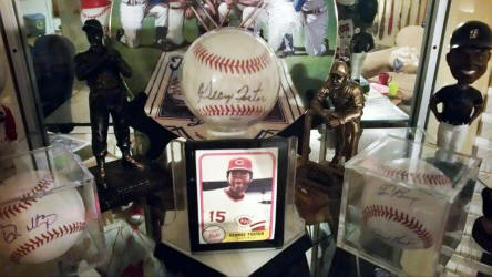 Reds Baseball collection memorabilia display
