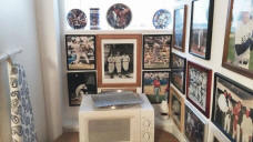 Framed baseball collectibles display