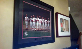 Reds baseball memorabilia collection display room