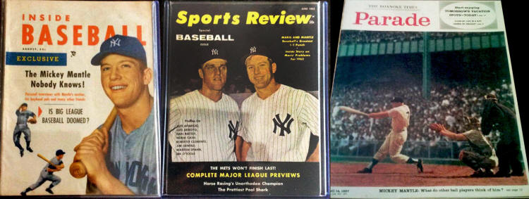 Mickey Mantle magazine collection display
