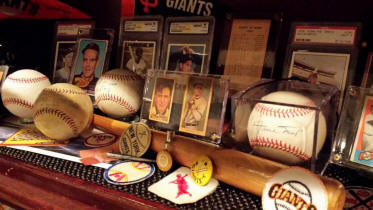 Baseball collectibles memorabilia display