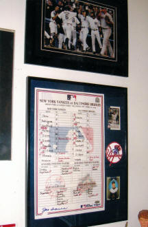 Yankee Stadium lineup card baseball memorabilia room