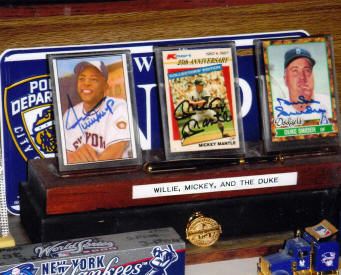 Autographed baseball cards collection display