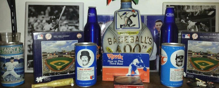 Baseball memorabilia collection display