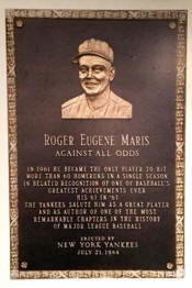 Roger Maris Yankees monument park plaque