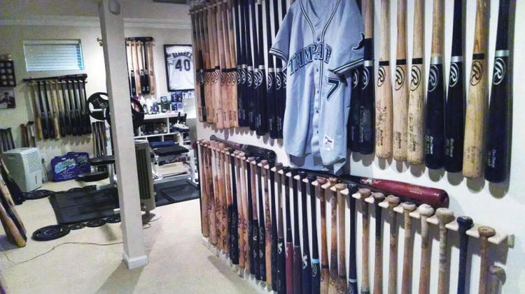 Rays Game Used baseball bat display room