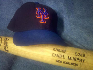 New York Mets Game Used Memorabilia display