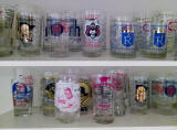 Baseball collectible glasses memorabilia display