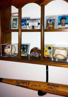 Baseball memorabilia Collection display
