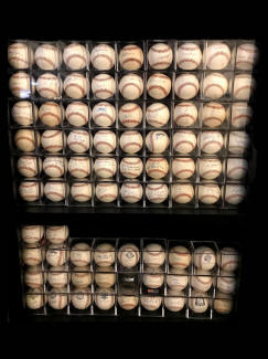 Yankees autograph collection display 