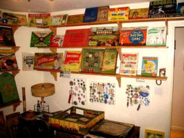 Vintage baseball board games and memorabilia room