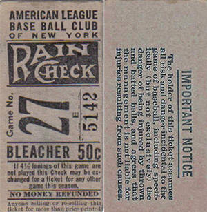 1927 Yankees Bleacher ticket stub