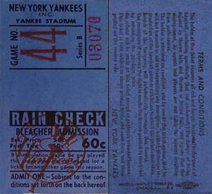 1953 Yankees Bleacher Ticket Stub