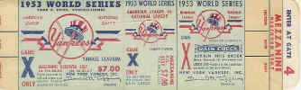 1953 World Series Game X Full Ticket