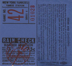 1954 Yankees Bleacher Ticket Stub