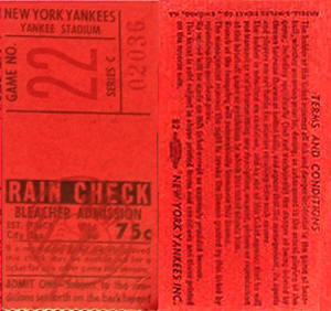 1957 Yankees Bleacher Ticket Stub