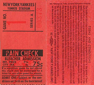 1963 Yankees Bleacher Ticket Stub