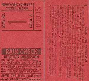 1967 Yankees Bleacher ticket stub