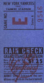 1952 Yankees Grandstand ticket No. E