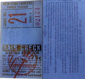 1956 Yankees Bleacher Ticket Stub